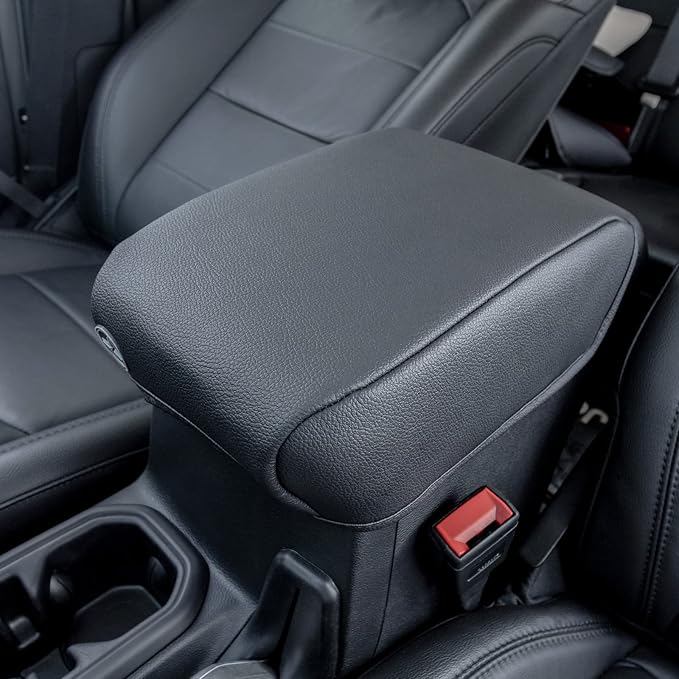 Center Console Armrest Cover Compatible with Jeep Wrangler JL/JLU 2018-2024 2025 2026 and Jeep Gladiator JT Truck 2020-2023 2024 2025 2026, Accessories PU Leather Cushion Protector Pad(Not for JK/JKU)