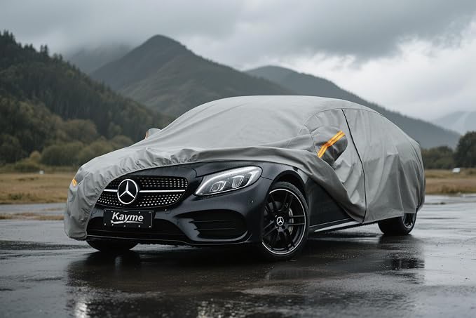 Kayme Heavy Duty Car Cover Custom Fit Mercedes Benz C-Class C300 C350 C400 C450 C63 AMG, Waterproof All Weather for Automobiles, Full Exterior Covers Sun Rain UV Protection.