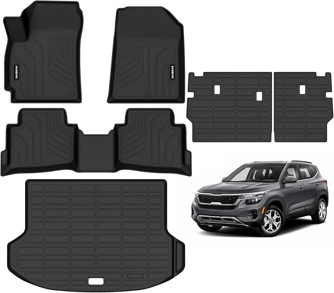 Naibeve Floor Mats for Kia Seltos 2024 2025 2026 - All Weather for Kia Seltos Customized Floor Mats Cargo Mat Backrest Mats Waterproof Interior Accessories