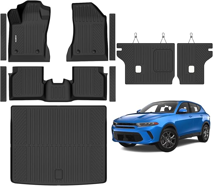 Naibeve Floor Mats 2023-2025 Dodge Hornet GT/GT Plus & R/T Plug-in Hybrid | All Weather Custom Fit Floor Mats, Cargo Mat, Backrest Mats, Door Sill Guards Interior Protector accessories