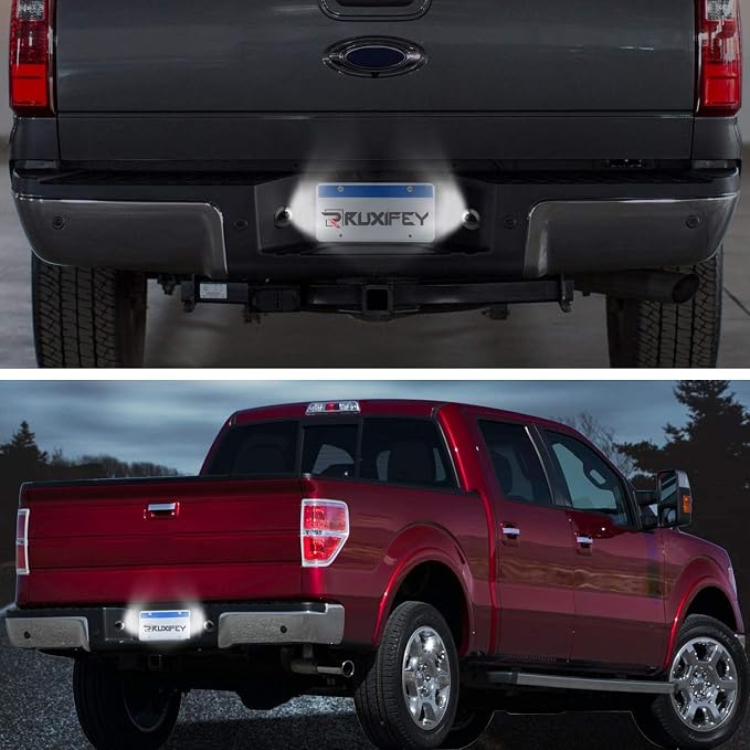 LED License Plate Light with Socket Wiring Harness Plugs Compatible with Ford F150 F250 F350 F450 F550 Superduty Ranger Explorer Bronco Excursion Expedition, 6500K White