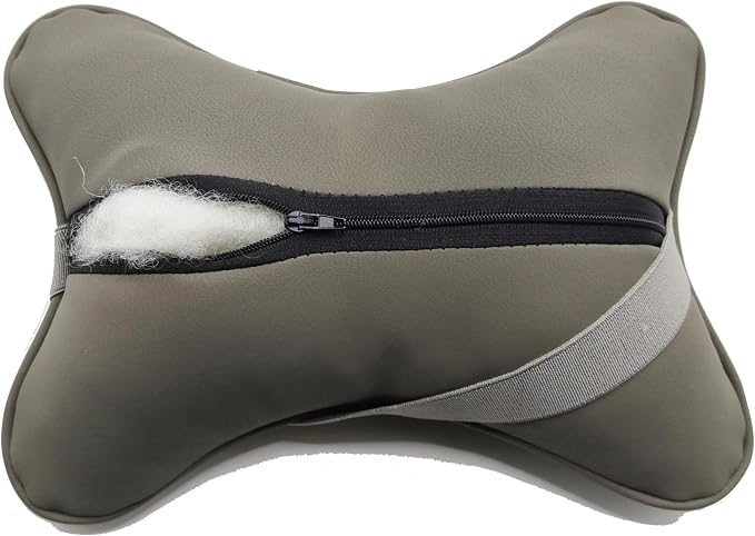 Car Neck Pillows Both Side Pu Leather 2pieces Pack Headrest Fit for Most Cars Filled Fiber Universal Car Pillow (Grey)