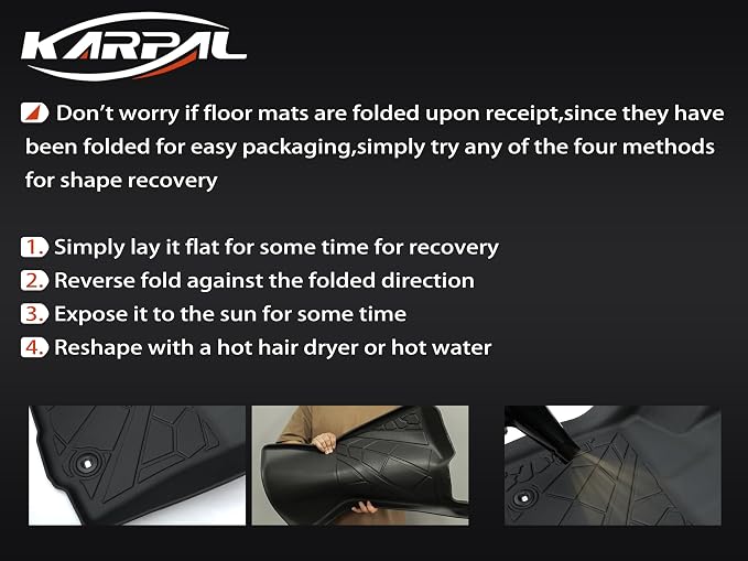 KARPAL Floor Mats Fit for Toyota Tacoma 2016-2023 Double Cab (Only Fit Automatic), Custom Fit All Weather TPE Floor Liners, 1st & 2nd Row Mat, Tacoma Accessories