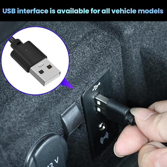 BESULEN Car Interior LED Lights, Automotive Ambient Neon Light Kit with USB Port, Car Accessories, Gifts for Men and Women, 4 in 1 Decoration Lights for Car, Garden, Home, Party(Ice Blue)