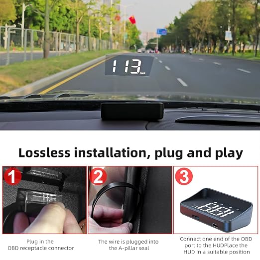 Heads up Display for Cars Car HUD M4, Digital Speedometer for Car OBD2 Speedometer with Speed, Voltage, Water Temperature, etc., Suitable for Some Vehicles' speedometers after 2009