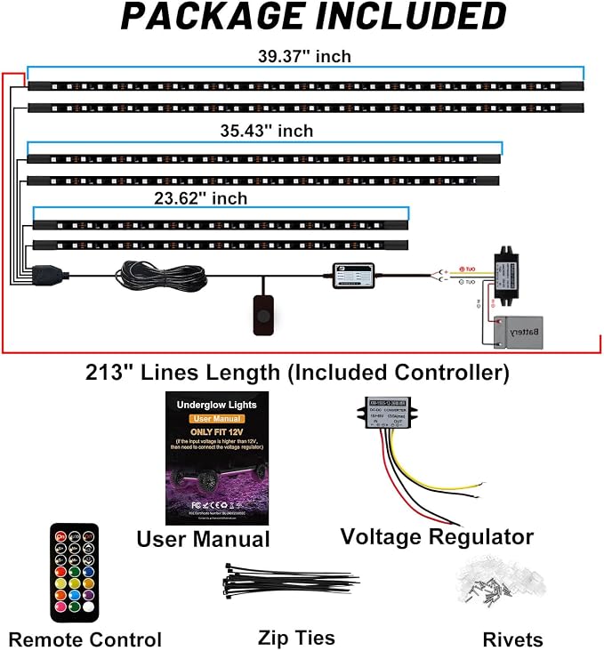 Golf Cart Underbody and Canopy LED Lights 6Pcs, 12V - 80V Input Golf Cart Underglow Light Kit Bluetooth APP Control for EZGO Club Car Yamaha, Music Mic Sync Modes (Included Voltage Reducer)