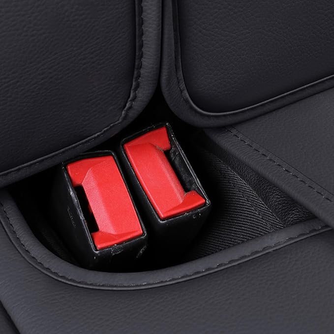 YIERTAI Seat Covers for Silverado Sierra Fit 2007-2024 2025 2026 1500/2500/3500HD Crew Double Extended Cab Waterproof Leather Back Seat Cover(1 Rear Seat Cover/Black-Red)