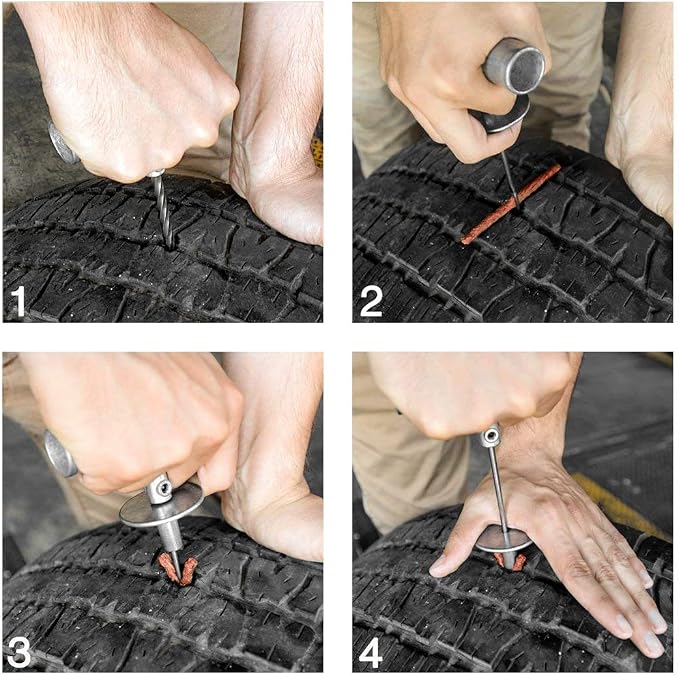 TOOLUXE 50003L Universal Heavy Duty Tire Repair Kit | 57 Piece Value Pack | Fix Punctures and Plug Flats | Ideal for Cars, Trucks, Motorcycle, ATV, Jeeps, Off Road Vehicles, RV, Tractors …