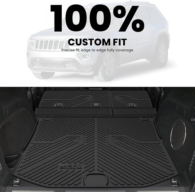 LASFIT Cargo Mat for Jeep Grand Cherokee 2011-2021 Accessories Rear Backrest Mat Trunk Seatback All Weather TPE Custom Fit Cargo Liners Black