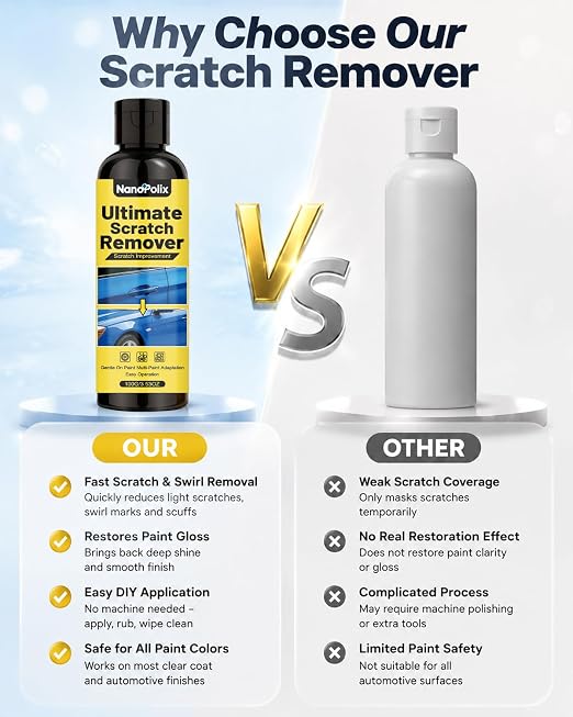 Ultimate Scratch Remover 100g with Cloth & Sponge for Cars | for Light Scratches, Water Spots, Swirl Marks and Scuffs, Rapidly Polishes Restore Shine, Safe for All Paint Colors