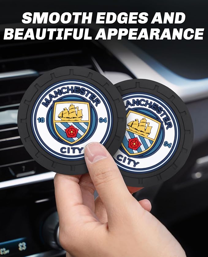 Cup Holder Insert Coaster for Manchester City UEFA Fans,Anti Slip Car Cup Coaster Interior Accessories