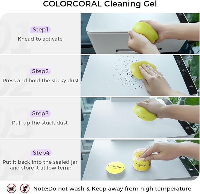 ColorCoral 480g Cleaning Gel Universal Dust Cleaner for Car Vent Keyboard Cleaning Detailing Slime Putty Cleaning Kit Car Accessories, Gifts for Adults Men Women Kids Teens