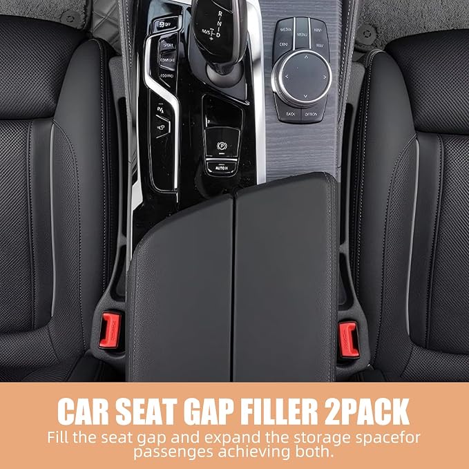 Car Seat Gap Filler Set of 2, Premium Interior Car Accessories, Multifunctional Car Storage Solution with Non-Slip Design, Fits Most Vehicles (Red)