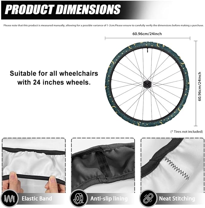Star Wheelchair Wheel Covers Neoprene Moon Electric Wheelchair Accessories Tyre Covers to Protect Floors Carpets