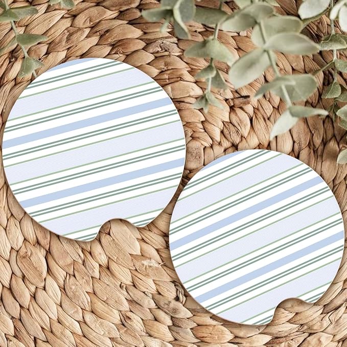Ceramic Car Coasters – Absorbent Car Cup Holder Coaster Set for Women, Cute Aesthetic Car Accessories for Girls, 2 Pack (Ocean Depths)