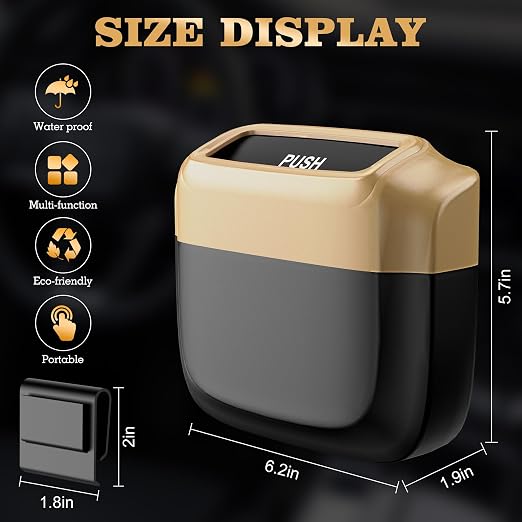 2 Packs Car Trash Can with Lid,Built-in Storage Garbage Bag,Leakproof Vehicle Trash,Car Accessories for Interior,Mini Garbage Bin for Automotive, Office, Kitchen,Bedroom,with 60pcs Trash Bags