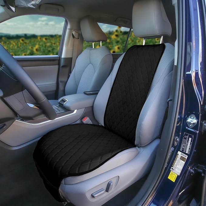 FH Group Car Seat Cushion β Neosupreme Single Front Seat Cover with Front Pockets, Airbag Compatible, Universal Fit Car Seat Cushion for Driver or Passenger Seat, SUV, Truck, Sedan & Van β Black