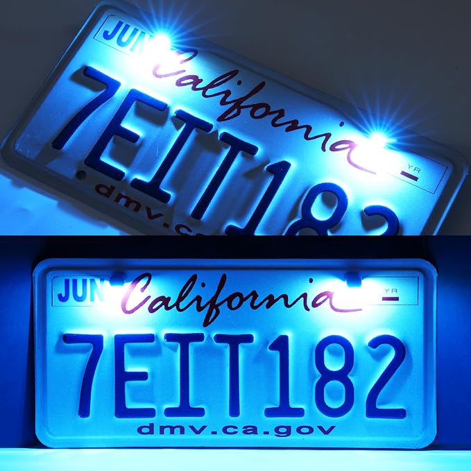 LivTee Super Bright License Plate Light, 12V License Tag Screw Bolt Accessories, Waterproof Black Aluminium Light Holder, Legal for Car Motorcycle Truck RV ATV Bike, Ice Blue(2PCS)