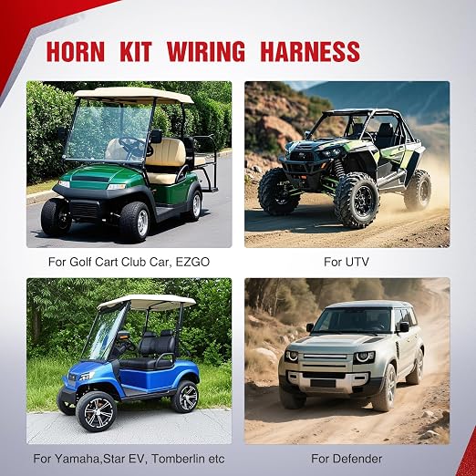 Nilight 12V UTV Horn Wiring Harness Kit w/Blue LED Momentary Rocker Switch | with 60DB Horn Compatible for Polaris RZR Ranger Can Am Kawasaki Teryx Arctic Cat Yamaha Rhino Golf Cart Tractors