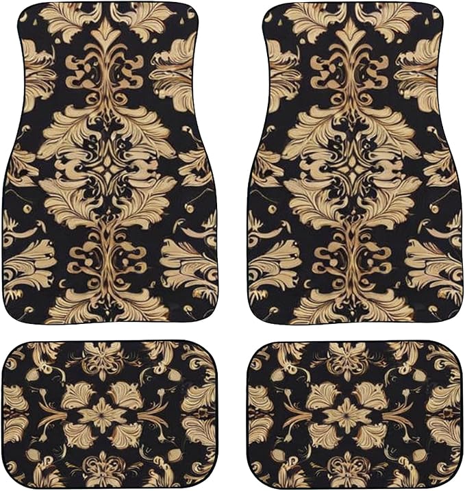 Car Floor Mats Non-Slip Automotive Floor Mats All-Weather Front Rear Car Floor Foot Mat Sets of 4 Pieces Foot Mats Rugs Carpet for Car Trucks SUV Sedans (TengWan 04)