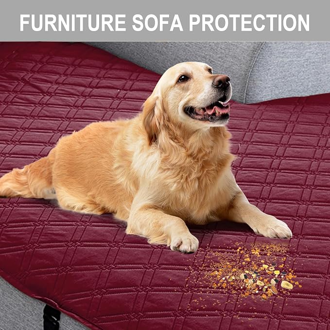 Genina L Shape Couch Cover, Sectional Couch Chaise Covers, Waterproof Washable Sofa Covers for Left L Shape Chaise Lounge, Anti-Slip Sofa Slipcovers for Dogs Cats Pet Friendly (Burgundy)