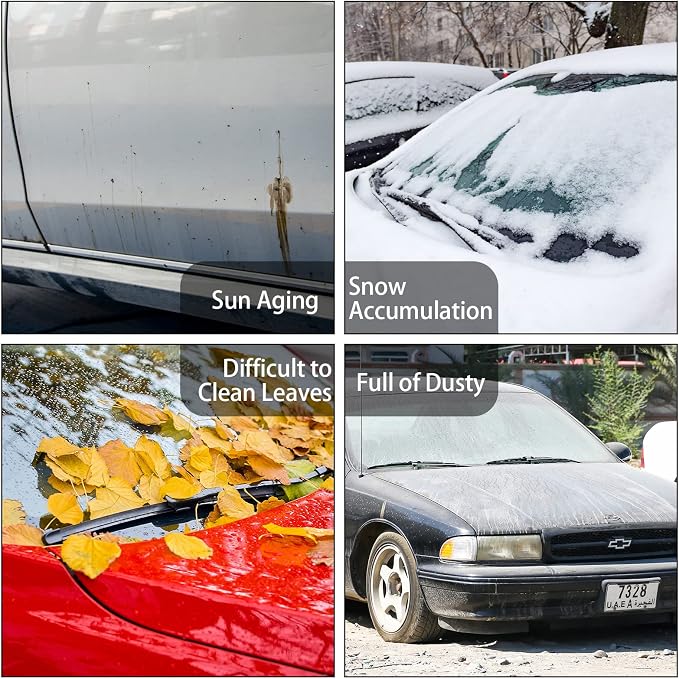 Tallew 8 Pcs Universal Plastic Car Cover 12. 5 x 21. 7ft Disposable Waterproof Full Exterior Cover with Elastic Band for Automobiles Sedan Outdoor Snow Rain Weather