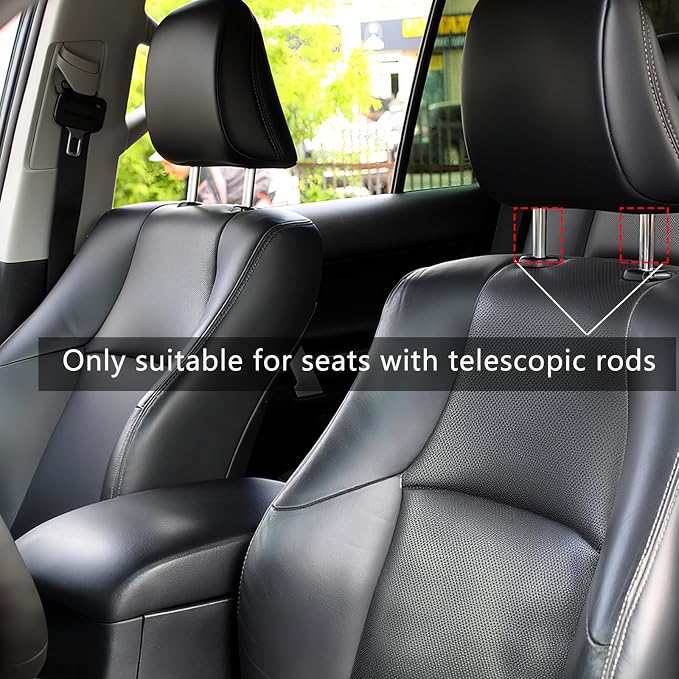 2 Packs Car Neck Pillows Dual-Side PU Leather Car Headrest, Black | Universal Soft Neck Support Pillow for Car, Home, Office, Travel Adjustable Auto Neck Pillow Neck Shoulder Pain Relief