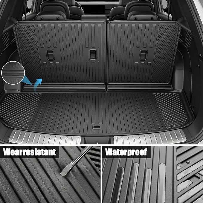 Auxko All Weather Floor Mats Cargo Mat with Backrest Mat for Hyundai Palisade Hybrid 2026 7&8 Seat All Season TPE Accessories Guard Odorless Anti-Slip Floor Liners Trunk Tray with Back Seat Protector
