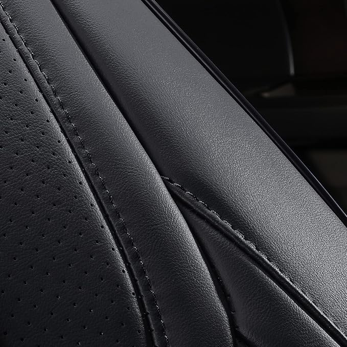 Huidasource Wrangler JL Front Seat Covers, Breathable Faux Leather Car Seat Cushion Custom Fit for Jeep Wrangler JL 2-Door/4-Door 2018-2026 & for Jeep Gladiator 2020-2026 (Front Pair/Black)