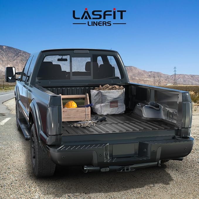 LASFIT Truck Bed Mat for 2009-2016 Ford F250 F350 F450 6.75ft Super Duty 81.9'' Bed Liner(Not fit with Drop-in Bed Liner), TPE 100% All Weather Car Bed Mat for F-250 F-350 F-450,1PCS Black