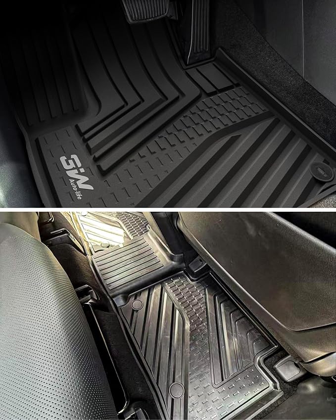 3W Hyundai Santa Fe Floor Mats Fit for 2024 2025 2026 6&7 Seats (Not for Hybrid), TPE All Weather Floor Liner for Hyundai Santa Fe SE/SEL/XRT/Limited/Calligraphy, Anti-Slip 1st & 2nd Rows