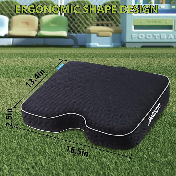 Stadium Seat Cushion for Bleachers, 2-in-1 Reversible Soft & Firm | Bleacher Cushion with Memory & High-Density Foam, Ergonomic Non-Slip Design, Portable for Indoor & Outdoor Sports, Events