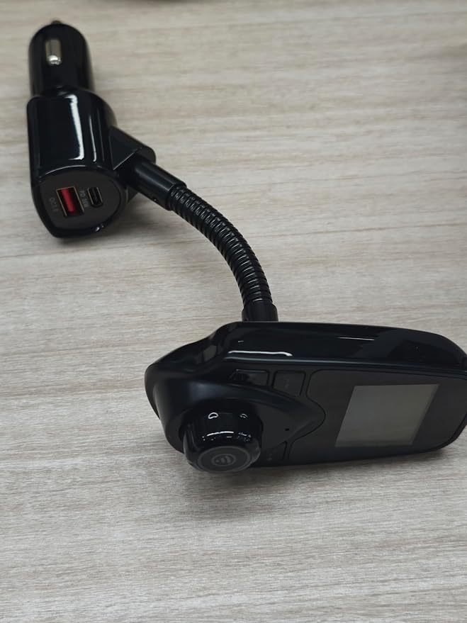 Nulaxy KM18plus Bluetooth 5.4 Car FM Transmitter,1.44" Large Screen Wireless Radio Adapter with 48W Dual Fast Charging (PD 30W & QC 18.0), Hands-Free Call, Matte Black