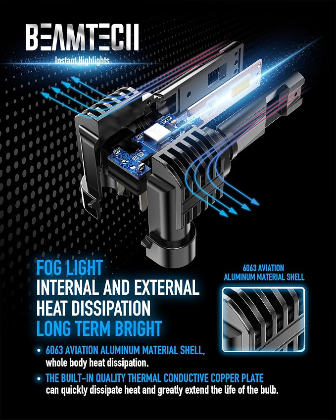 BEAMTECH Fog | 9005 led bulb, fanless, stable, 1988-1991 2004-2015 2021-2022 Civic, 1992-1996 2000-2018 Camry