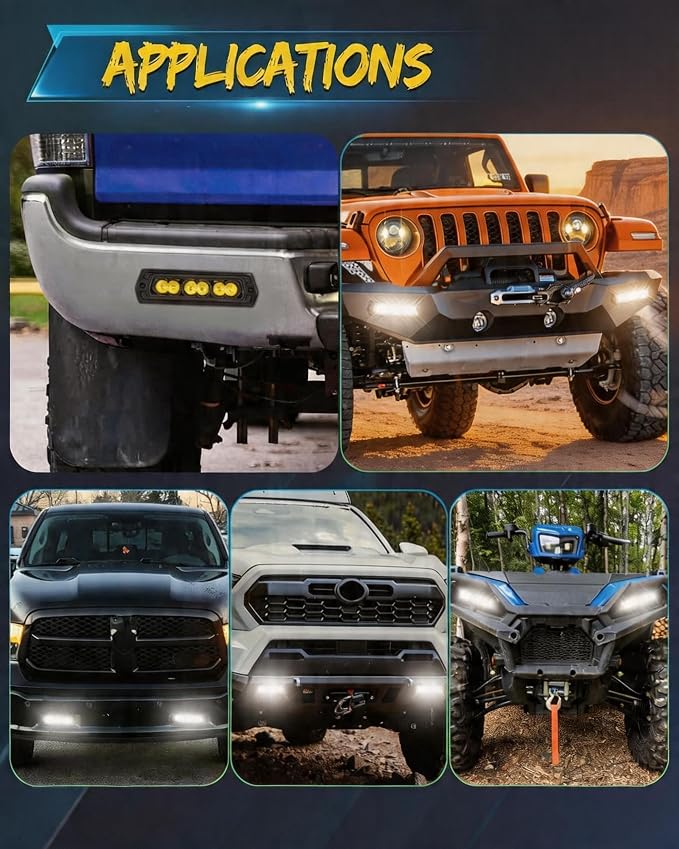 Flush Mount LED Pods 7 Inch Spot Beam Backup Reverse Light with DT Harness | Flush Mount LED Reverse Light 60W Spot Beam 6000LM, 300ft Range. Bumper Lights IP68 Screwless for Truck Pickup SUV Off Road