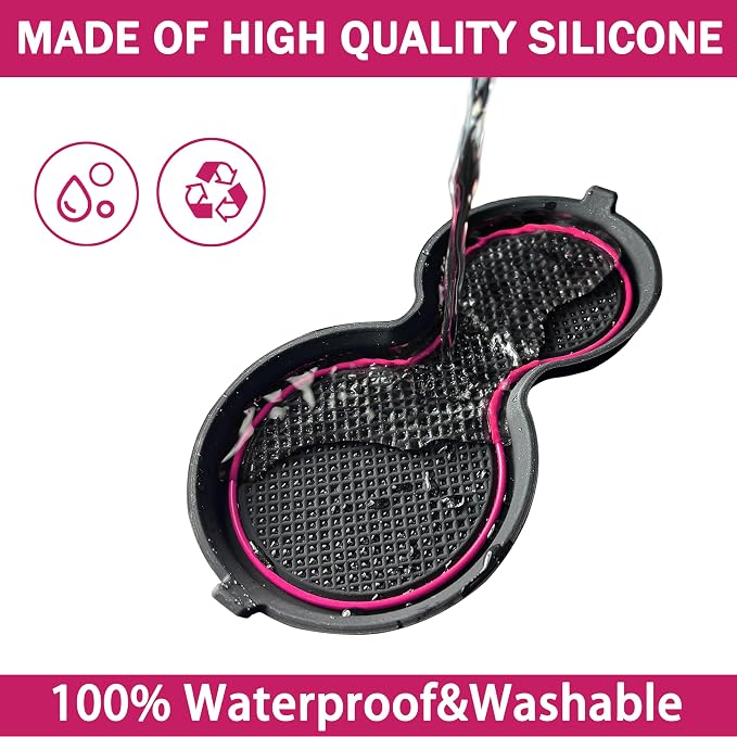 for Honda Civic Accessories 2026 2025 2024 2023 2022 Cup Holder Inserts Center Console Liner 3D Silicone Cup Holder Coaster Protector Mat Pad Non-Slip Interior Decoration for Civic 3Pcs (Pink)