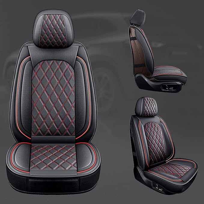 MIROZO Ram Seat Covers Full Set, Waterproof Truck Seat Cover Leather Car Seat Protector Compatible with 2009-2026 RAM 1500/2500/3500 Crew Quad Cab Pickup with Split Curved Bench 40/60,Black and Red