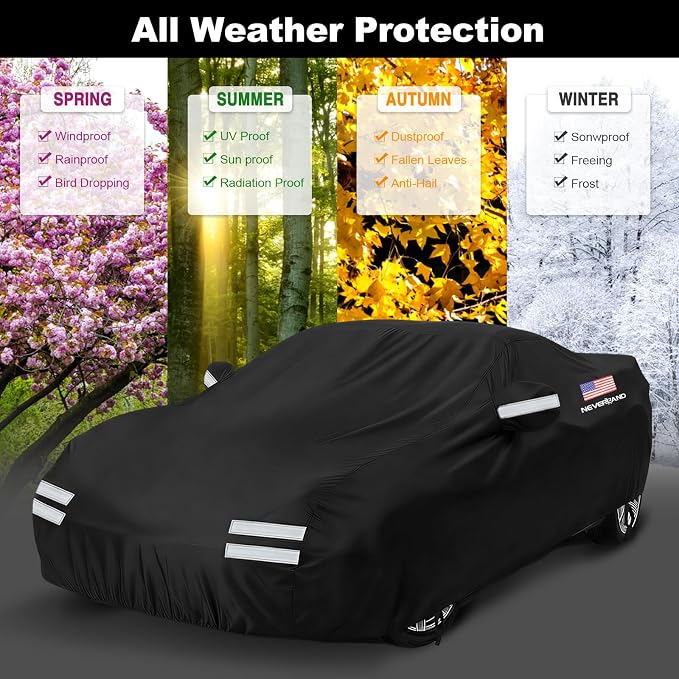 Car Cover Compatible with Chevrolet Corvette, Full Car Covers Waterproof All Weather Dustproof, Snowproof, UV Protection Exterior Car Covers for Automobiles Universal Fit Chevrolet Corvette