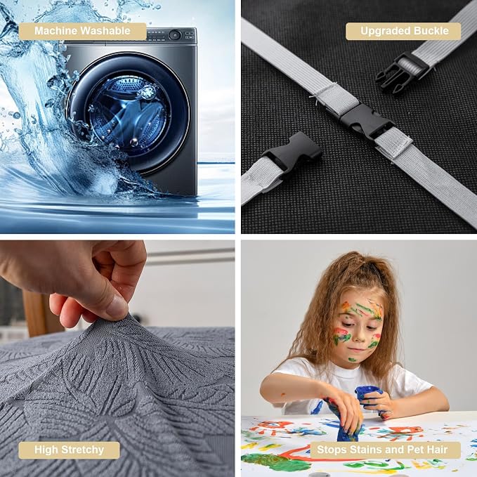 Waterproof Seat Cover for Dining Room Chair Seat Covers Washable Kitchen Chair Seat Slipcovers Protector (Dark Gray, 4 PCS)