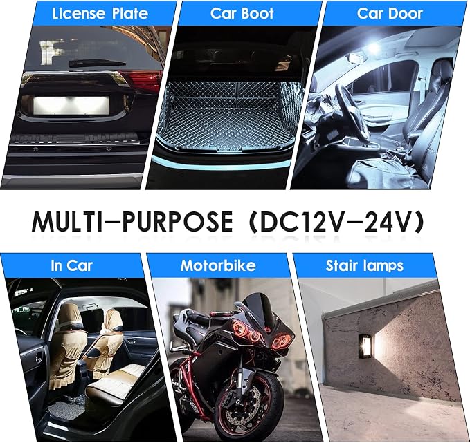 4 Pack Blue LED License Plate Lights for Truck SUV Trailer RV Boat as Step/Courtesy Dome/Cargo Under Hood Lights, 12V-24V Waterproof Lamps for Fishing Pontoon Kayak Yacht Sailboat