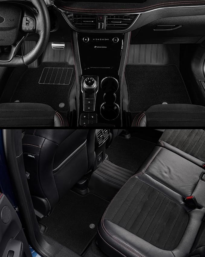 3W Floor Mats & Cargo Liner – Full Set (1st, 2nd & 3rd Row with Carpet) for Jeep Grand Cherokee L 2021-2025 2026 (Only for 6 Seat), Custom Fit TPE, All-Weather Waterproof,Black