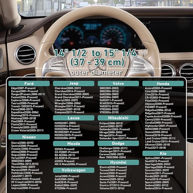 SEG Direct Boho Steering Wheel Cover, Baja Blanket Cloth, Coarse Flax | Bohemian Car Decor, Ethnic Style, Coarse Flax, Fabric Cover Fits 14 1/2-15 1/4 inches Standard Medium Size, for Women Men