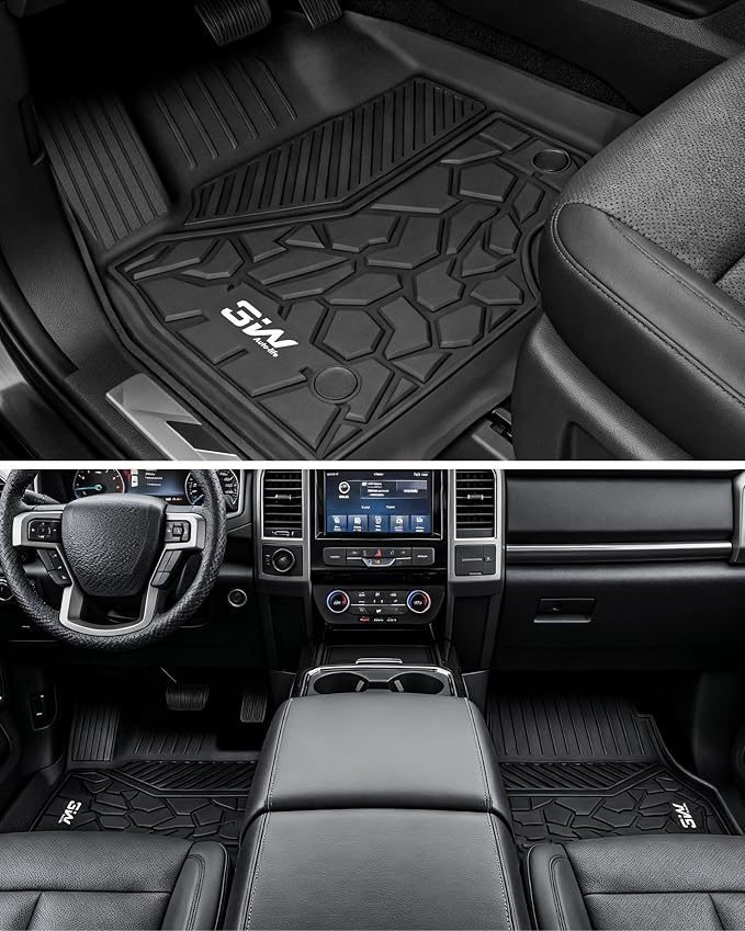 3W Floor Mats & Cargo Liner & Seat Back Mats for 2025 2026 Ford Expedition Max 7 Seats with 2nd Row Bucket Seats, All Weather TPE Full Set Floor Mats for Ford Expedition (Only Max)