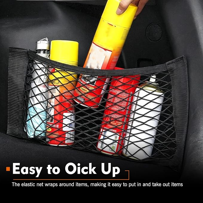 Mesh Cargo Net for Car Trunk Storage, 9.8×23.6" Stretchable Car Trunk Net, Vehicle Mesh Pouch Bag Storage, Universal Wall Sticker Organizer Nets for Auto, SUV, Truck, RV