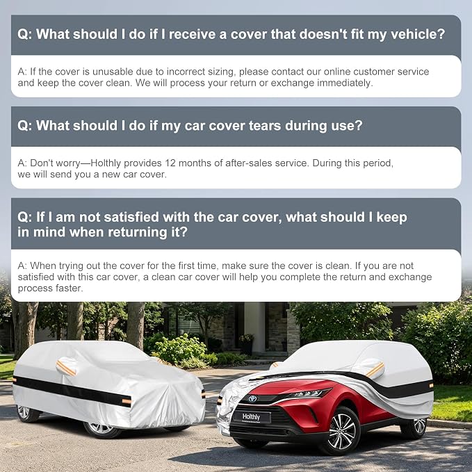 10 Layers SUV Car Cover Custom Fit for Toyota Venza (2008-2026), Waterproof All Weather for Automobiles, Outdoor Full Cover Sun Dust Rain Protection with Cotton. Silver