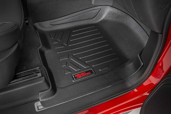 Rough Country All Weather Floor Mats Set for Dodge Ram 1500 Crew/Mega-Cab (2012-2018) - Custom Fit Floor Armor, Waterproof, Easy Clean