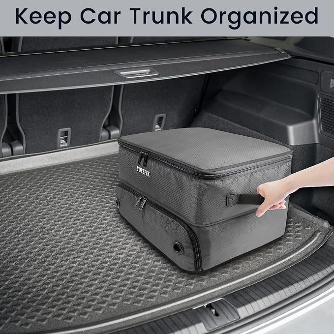 YOREPEK Golf Gifts for Men, 2 Layer Golf Trunk Organizer for 2 Pair Shoes | Waterproof Car Trunk Locker with Separate Ventilated Compartment for Balls, Tees, Clothes, Gloves, Birthday Gifts for Golfers