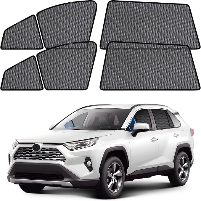 ZATOOTO Toyota Rav4 Window Shade 2019-2024, Breathable & Bug-Free | Front Side Window Segmented, Clear Rear Mirror Sight, UV Protection, Privacy, Car Side Window Screens for Camping