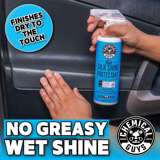 Chemical Guys, Silk Shine Vinyl & Trim Dressing, Non-Greasy Satin, 1 Gallon | Dries to a natural satin look with no greasy sling, works indoors and out on dashboards, door panels, bumpers and tires