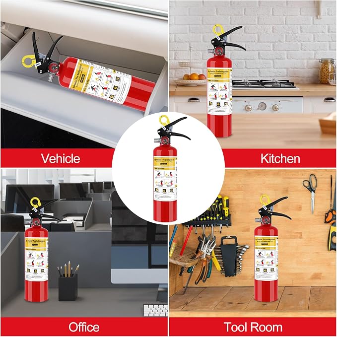 ABC Fire Extinguisher for Home 1-A:10-B:C Rated Dry Chemical Extinguisher | Extintor Para Carro Fire Safety Equipment with Quick-Release Handle for Kitchen, Business, Vehicle